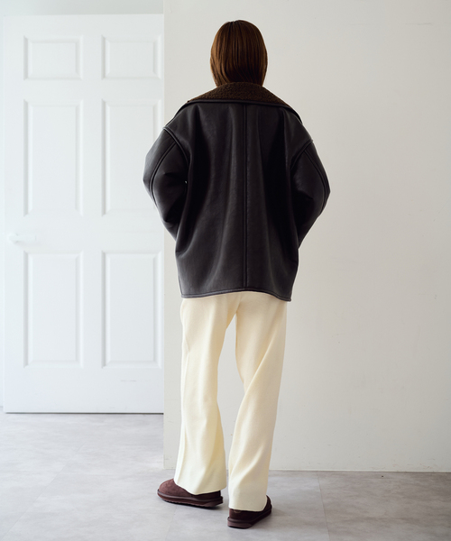 U by SPICK&SPAN(ユーバイスピックアンドスパン)の「襟つきニットロングオールインワン(つなぎ/オールインワン・レディース・チャコールグレー/ホワイト・38/36)」の13枚目の写真