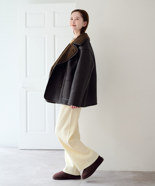 U by SPICK&SPAN(ユーバイスピックアンドスパン)の「襟つきニットロングオールインワン(つなぎ/オールインワン・レディース・チャコールグレー/ホワイト・38/36)」の14枚目の写真