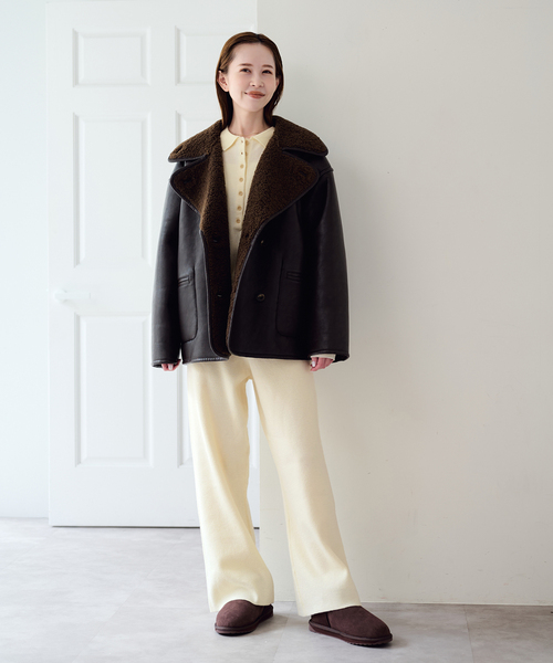 U by SPICK&SPAN(ユーバイスピックアンドスパン)の「襟つきニットロングオールインワン(つなぎ/オールインワン・レディース・チャコールグレー/ホワイト・38/36)」の15枚目の写真