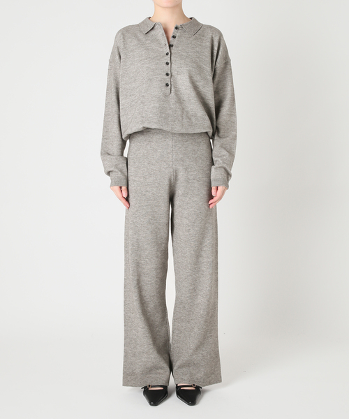 U by SPICK&SPAN(ユーバイスピックアンドスパン)の「襟つきニットロングオールインワン(つなぎ/オールインワン・レディース・チャコールグレー/ホワイト・38/36)」の17枚目の写真