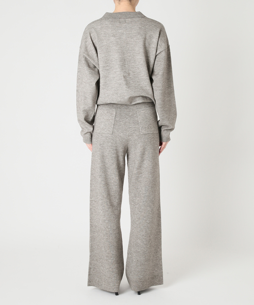 U by SPICK&SPAN(ユーバイスピックアンドスパン)の「襟つきニットロングオールインワン(つなぎ/オールインワン・レディース・チャコールグレー/ホワイト・38/36)」の19枚目の写真
