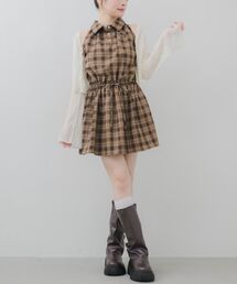 ノースリチェックシャツワンピース