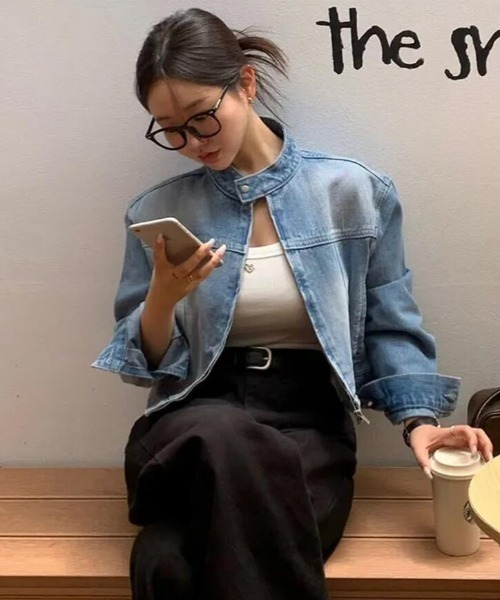 semplice（センプリチェ）の「デニムジャケット【韓国ファッション】（デニムジャケット・レディース・ブラック/ブルー・F）」の11枚目の写真
