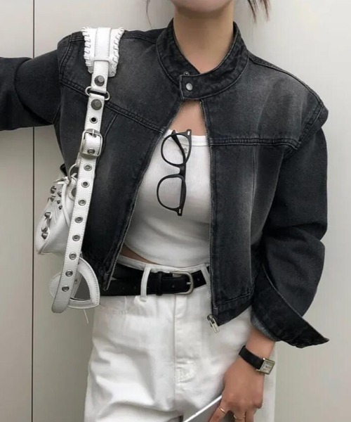 semplice（センプリチェ）の「デニムジャケット【韓国ファッション】（デニムジャケット・レディース・ブラック/ブルー・F）」の8枚目の写真