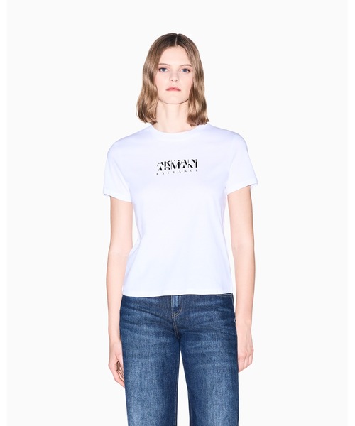 ARMANI EXCHANGE(アルマーニエクスチェンジ)の「【A|X アルマーニ エクスチェンジ】<オンライン限定>AXロゴ 半袖クルーネックTシャツ/REGULAR BOXY(Tシャツ/カットソー・レディース・ホワイト/ブラック・MEDIUM/LARGE/X-SMALL/X-LARGE/SMALL)」の1枚目の写真