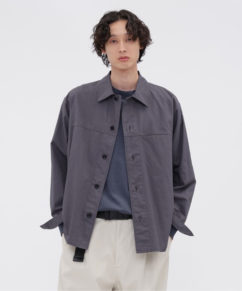 MHL.(エムエイチエル)の「DRY COTTON LINEN PLAINWEAVE(シャツ/ブラウス・メンズ・チャコール/ブラウン・LARGE/SMALL/MEDIUM)」の1枚目の写真