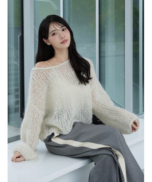 FRAY I.D(フレイアイディー)の「2wayローゲージモヘアニットプルオーバー(ニット/セーター・レディース・ブルー/アイボリー/ピンク・F)」の1枚目の写真