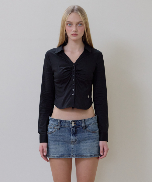 ROSEFRANTZ（ロゼフランツ）の「ルーシュフロントスリムシャツ [ブラック]（シャツ/ブラウス・レディース・ブラック・SMALL/MEDIUM）」の10枚目の写真