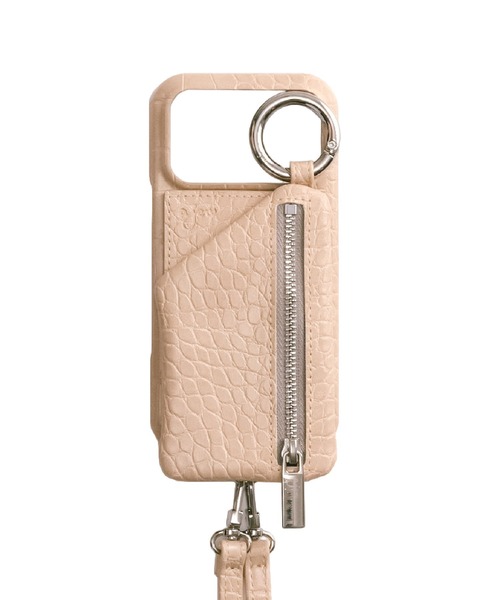 iPhone17Pro ajew クロコ型押しケース ストラップ付き iPhone17/17Pro】ajew cadenas croco zipphone case（スマホケース