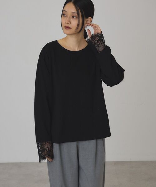 AMERICAN HOLIC(アメリカンホリック)の「袖レースロンT(Tシャツ/カットソー・レディース・ブラック/オフホワイト・FREE)」の22枚目の写真