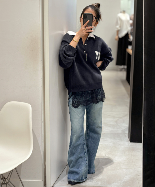 AP STUDIO(エーピーストゥディオ)の「Polo-necked knit(ニット/セーター・レディース・ネイビー/キャメル・FREE)」の3枚目の写真