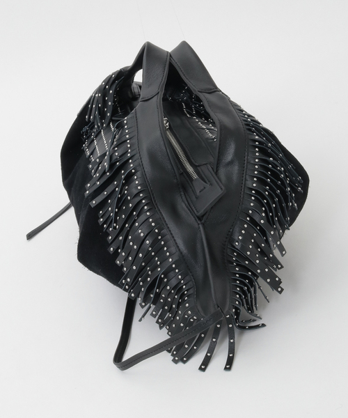 SOFFITTO(ソフィット)の「【3.1 Phillip Lim/スリーワンフィリップリム】Suede Fringe Luna(ハンドバッグ・レディース・ブラック・FREE)」の2枚目の写真