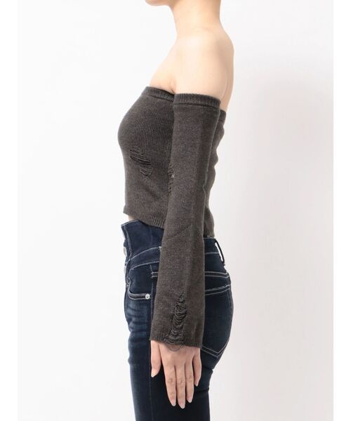 GYDA（ジェイダ）の「sacred edge cross ダメージオフショルニットトップス（ニット/セーター・レディース・グレー/ピンク/チャコールグレー・FREE）」の15枚目の写真