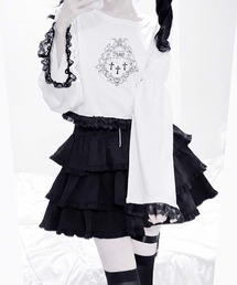 クロス短丈姫袖Tシャツ