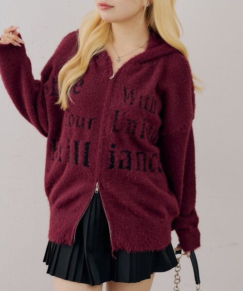 Another Branch olive des olive（アナザーブランチオリーブデオリーブ）の「ロゴフェザーWZIPパーカー（ニット/セーター・レディース・アイボリー/ボルドー/ブラック・FREE）」の5枚目の写真