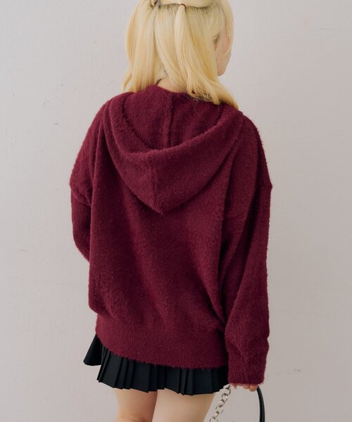 Another Branch olive des olive（アナザーブランチオリーブデオリーブ）の「ロゴフェザーWZIPパーカー（ニット/セーター・レディース・アイボリー/ボルドー/ブラック・FREE）」の6枚目の写真