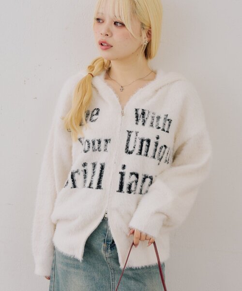 Another Branch olive des olive（アナザーブランチオリーブデオリーブ）の「ロゴフェザーWZIPパーカー（ニット/セーター・レディース・アイボリー/ボルドー/ブラック・FREE）」の16枚目の写真