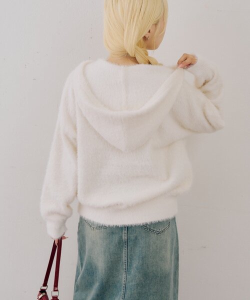 Another Branch olive des olive（アナザーブランチオリーブデオリーブ）の「ロゴフェザーWZIPパーカー（ニット/セーター・レディース・アイボリー/ボルドー/ブラック・FREE）」の17枚目の写真
