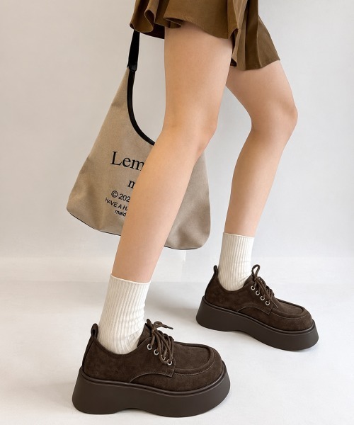 Miniministore(ミニミニストア)の「厚底レースアップモカシンシューズ韓国風靴(モカシン/デッキシューズ・レディース・ブラウン/キャメル・23.5cm/23.0cm/22.5cm/24.5cm/24.0cm)」の6枚目の写真