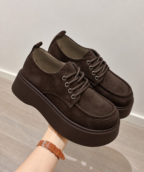 Miniministore(ミニミニストア)の「厚底レースアップモカシンシューズ韓国風靴(モカシン/デッキシューズ・レディース・ブラウン/キャメル・23.5cm/23.0cm/22.5cm/24.5cm/24.0cm)」の10枚目の写真