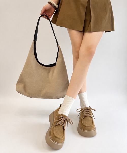 Miniministore(ミニミニストア)の「厚底レースアップモカシンシューズ韓国風靴(モカシン/デッキシューズ・レディース・ブラウン/キャメル・23.5cm/23.0cm/22.5cm/24.5cm/24.0cm)」の13枚目の写真