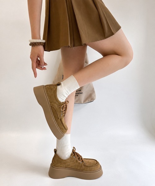 Miniministore(ミニミニストア)の「厚底レースアップモカシンシューズ韓国風靴(モカシン/デッキシューズ・レディース・ブラウン/キャメル・23.5cm/23.0cm/22.5cm/24.5cm/24.0cm)」の14枚目の写真
