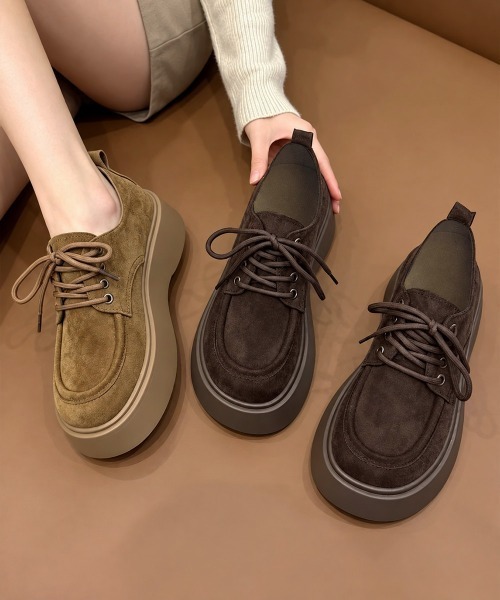 Miniministore(ミニミニストア)の「厚底レースアップモカシンシューズ韓国風靴(モカシン/デッキシューズ・レディース・ブラウン/キャメル・23.5cm/23.0cm/22.5cm/24.5cm/24.0cm)」の18枚目の写真