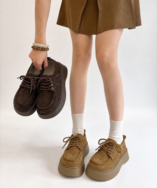Miniministore(ミニミニストア)の「厚底レースアップモカシンシューズ韓国風靴(モカシン/デッキシューズ・レディース・ブラウン/キャメル・23.5cm/23.0cm/22.5cm/24.5cm/24.0cm)」の19枚目の写真