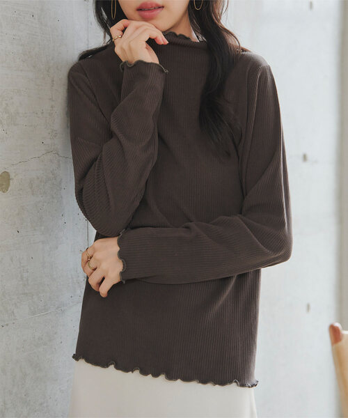 KOBE LETTUCE（コウベレタス）の「[ やみつきタッチ ] M L XL メロウハイネックトップス（Tシャツ/カットソー・レディース・ピンク/ブラック/ベージュ/アイボリー/グリーン系/ブラウン・L/XL/M）」の3枚目の写真