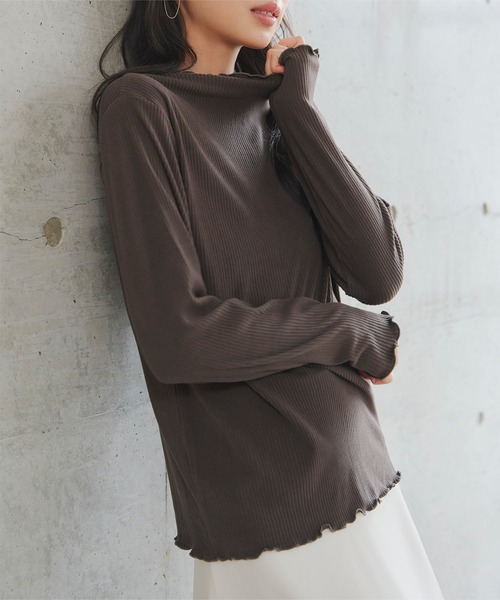 KOBE LETTUCE（コウベレタス）の「[ やみつきタッチ ] M L XL メロウハイネックトップス（Tシャツ/カットソー・レディース・ピンク/ブラック/ベージュ/アイボリー/グリーン系/ブラウン・L/XL/M）」の11枚目の写真
