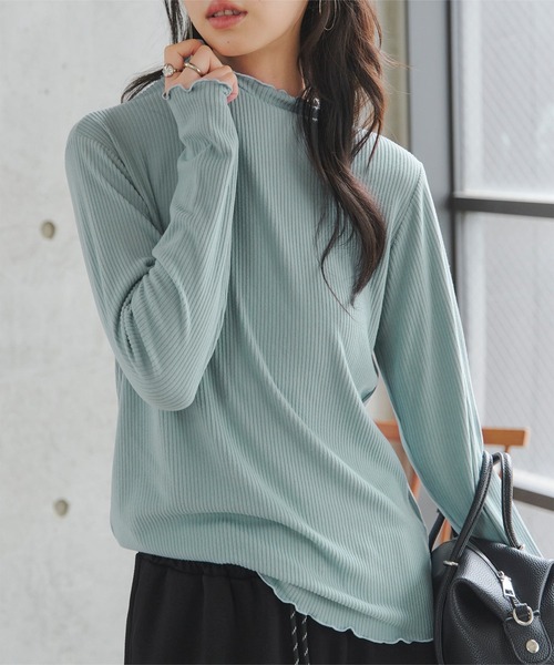 KOBE LETTUCE（コウベレタス）の「[ やみつきタッチ ] M L XL メロウハイネックトップス（Tシャツ/カットソー・レディース・ピンク/ブラック/ベージュ/アイボリー/グリーン系/ブラウン・L/XL/M）」の14枚目の写真