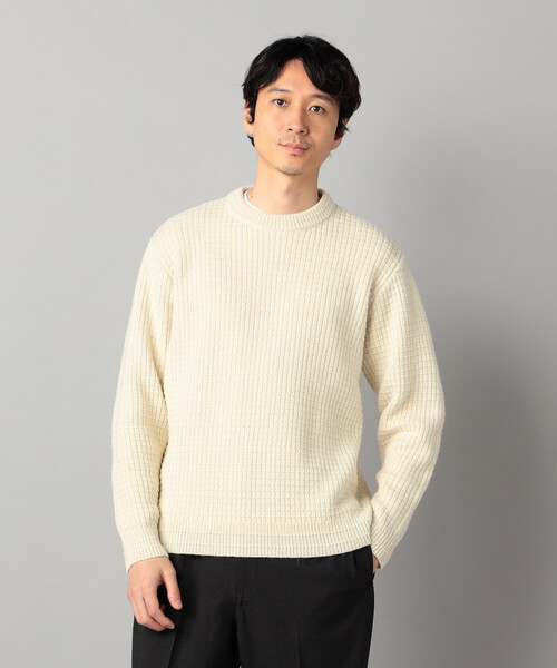 COMME CA MEN(コムサメン)の「ベビーアルパカ ワッフルニット(ニット/セーター・メンズ・アイボリー・L)」の1枚目の写真
