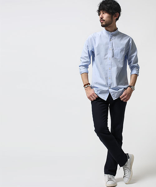 NANO universe（ナノユニバース）の「バンドカラーRELAXシャツ LS（シャツ/ブラウス・メンズ・サックスブルー/ホワイト・SMALL/LARGE/MEDIUM）」の14枚目の写真