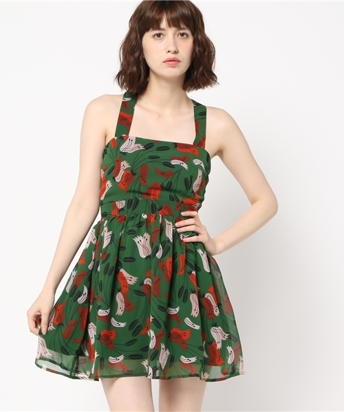 SLY(スライ)の「KIELO FLOWER OP(ワンピース・レディース・ネイビー/レッド/ダークグリーン・1/2)」の4枚目の写真