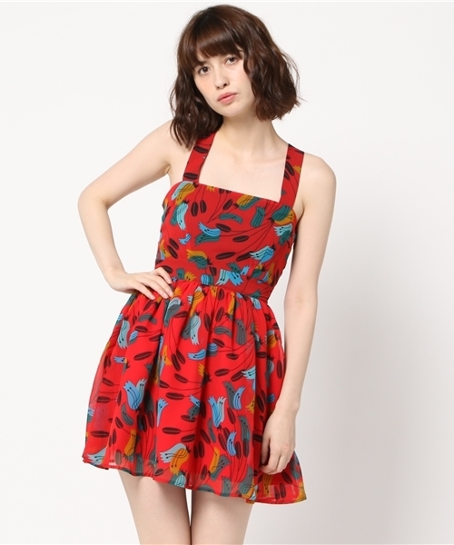 SLY(スライ)の「KIELO FLOWER OP(ワンピース・レディース・ネイビー/レッド/ダークグリーン・1/2)」の6枚目の写真