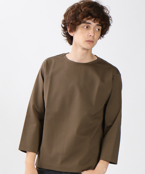 ABAHOUSE(アバハウス)の「9分丈ポンチ無地Tシャツ(Tシャツ/カットソー・メンズ・カーキ/オフホワイト・46/48/44)」の2枚目の写真