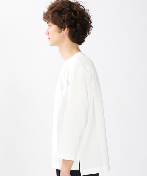 ABAHOUSE(アバハウス)の「9分丈ポンチ無地Tシャツ(Tシャツ/カットソー・メンズ・カーキ/オフホワイト・46/48/44)」の4枚目の写真