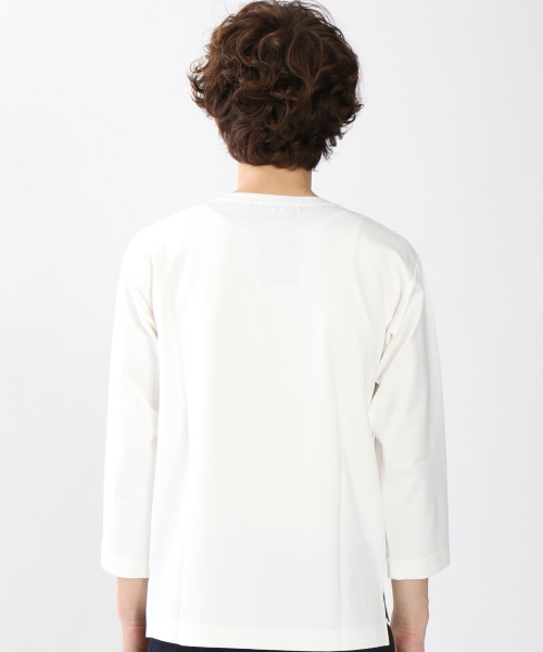 ABAHOUSE(アバハウス)の「9分丈ポンチ無地Tシャツ(Tシャツ/カットソー・メンズ・カーキ/オフホワイト・46/48/44)」の5枚目の写真