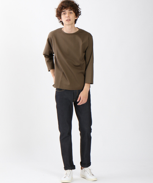 ABAHOUSE(アバハウス)の「9分丈ポンチ無地Tシャツ(Tシャツ/カットソー・メンズ・カーキ/オフホワイト・46/48/44)」の8枚目の写真