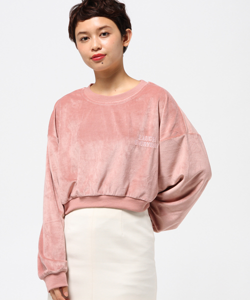 WEGO(ウィゴー)の「WEGO/ベロアボリュームスリーブプルオーバー(スウェット・レディース・ピンク/ダークグリーン/ブラック・FREE)」の12枚目の写真