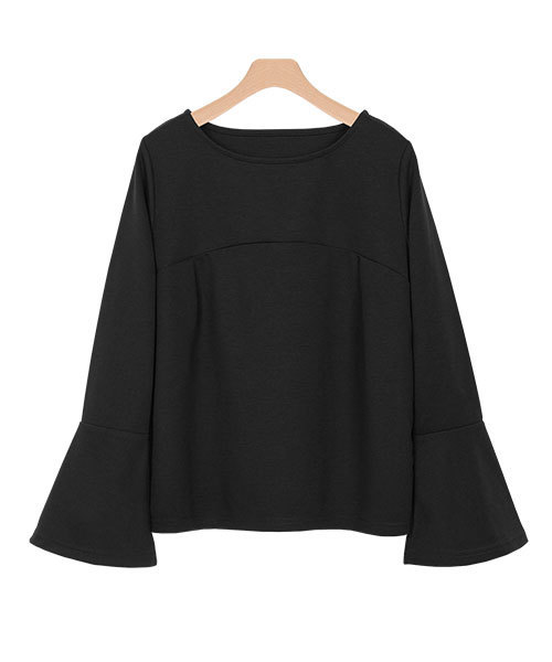 Pierrot(ピエロ)の「袖フレア ポンチトップス(Tシャツ/カットソー・レディース・ブラウン/キャメル/ネイビー/ブラック/杢グレー/ベージュ/イエロー・L/M)」の12枚目の写真