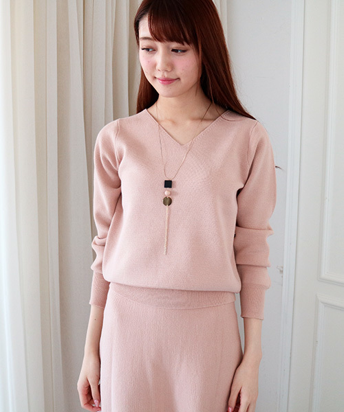 N.（N. Natural Beauty Basic）（エヌエヌナチュラルビューティーベーシック）の「ミラノリブセットアップVネックニット【セットアップ対応商品】（ニット/セーター・レディース・グレー/ネイビー/ホワイト/ピンク・MEDIUM）」の4枚目の写真