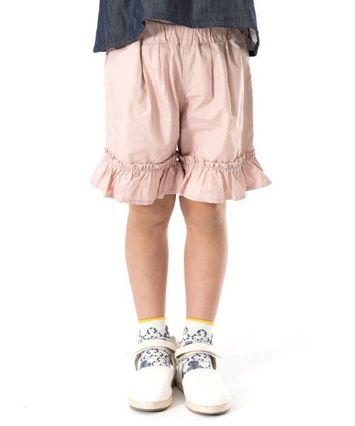 apres les cours(アプレレクール)の「裾フリルショートパンツ 4分丈(その他パンツ・キッズ・キャメル/ピンク・90/110/130/100/120/80)」の1枚目の写真