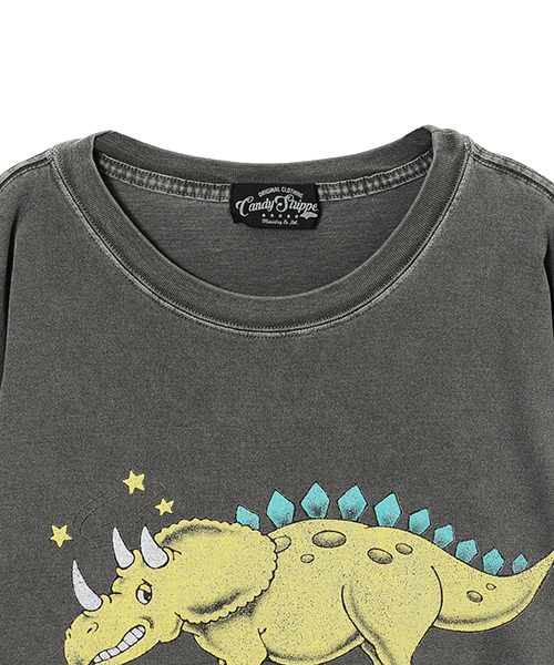 Candy Stripper(キャンディストリッパー)の「BUBBLE OVER DINOSAUR BIG BIG TEE(Tシャツ/カットソー・レディース・オフホワイト/チャコール・2)」の11枚目の写真