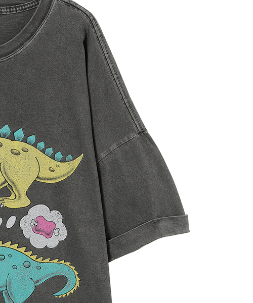 Candy Stripper(キャンディストリッパー)の「BUBBLE OVER DINOSAUR BIG BIG TEE(Tシャツ/カットソー・レディース・オフホワイト/チャコール・2)」の12枚目の写真