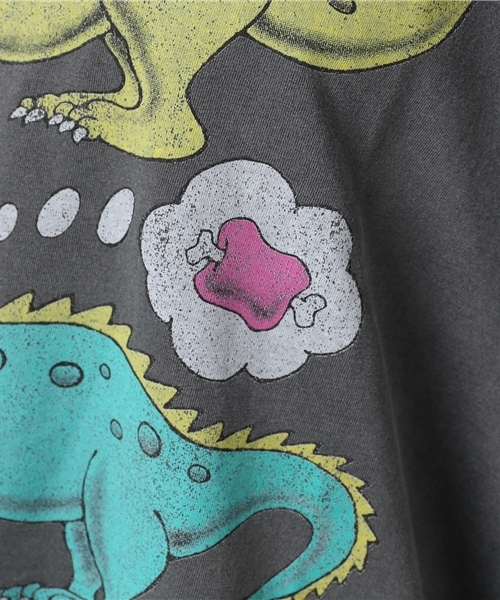 Candy Stripper(キャンディストリッパー)の「BUBBLE OVER DINOSAUR BIG BIG TEE(Tシャツ/カットソー・レディース・オフホワイト/チャコール・2)」の9枚目の写真