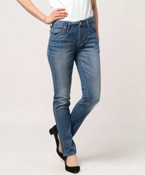 Moname(モナーム)の「■Moname ボーイズスリム デニムパンツ CHARLOTTE(シャルロット)/41172003(デニムパンツ・レディース・サックスブルー/ライトブルー・23inch/24inch/25inch/26inch)」の2枚目の写真