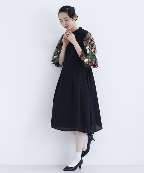 魅了 花刺繍レースシアースリーブワンピース7124 21年最新海外