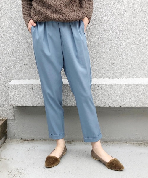 PICCIN（ピッチン）の「【日本製】ウエストギャザーパンツ（その他パンツ・レディース・ネイビー/ブルーグレー/ライトオレンジ系/ベージュ/グリーン/ブラック/ライトグレー/カーキ/ピンクベージュ/ブルー/グレイッシュベージュ/イエロー/ライトブルー/ダークブルー/サックスブルー/パープル/ベビーピンク/ブラック系その他/サーモンピンク・XS/S/M/L）」の9枚目の写真