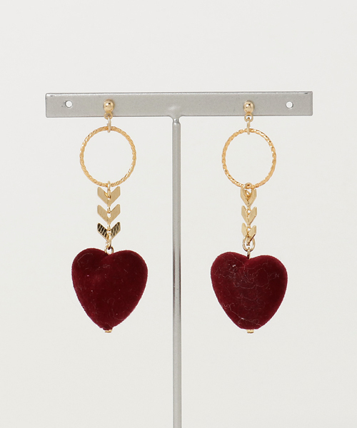 TONE SELECT GOODS(トーンセレクトグッズ)の「【ett】ハートチェーンピアス(ピアス(両耳用)・レディース・グレー/ワイン・FREE)」の2枚目の写真